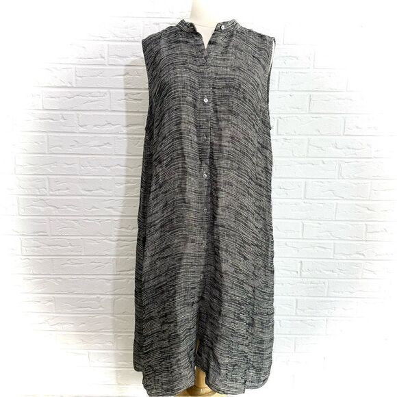Eileen Fisher Dresses & Skirts - Eileen Fisher Gauze Strata Button Dress Size Large